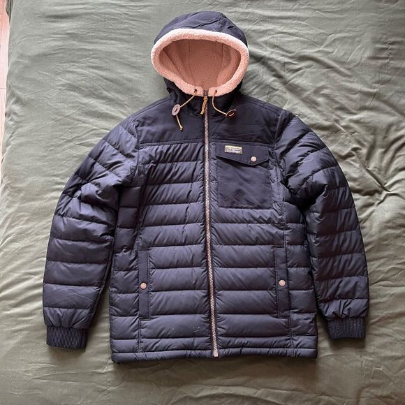 L.L. Bean Sherpa-Lined Classic Down Hooded Jacket Parka Hoodie North Face LL - Picture 6 of 8